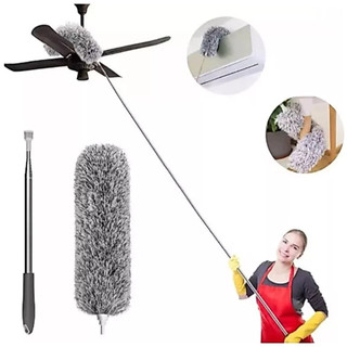 2.8m Espanador de Pó Para Limpeza em Microfibra Com Cabo Extensor e Retrátil Lavável Escova De Limpeza De Poeira