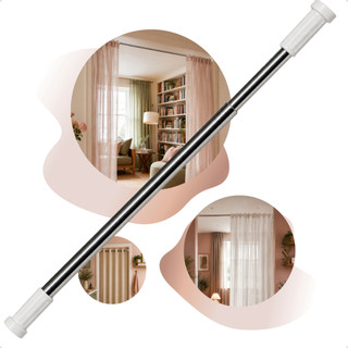 Varão Cortina Box Extensível Pressão Sem Furos Regulável 70 a 120cm e 110 a 200cm Banheiro