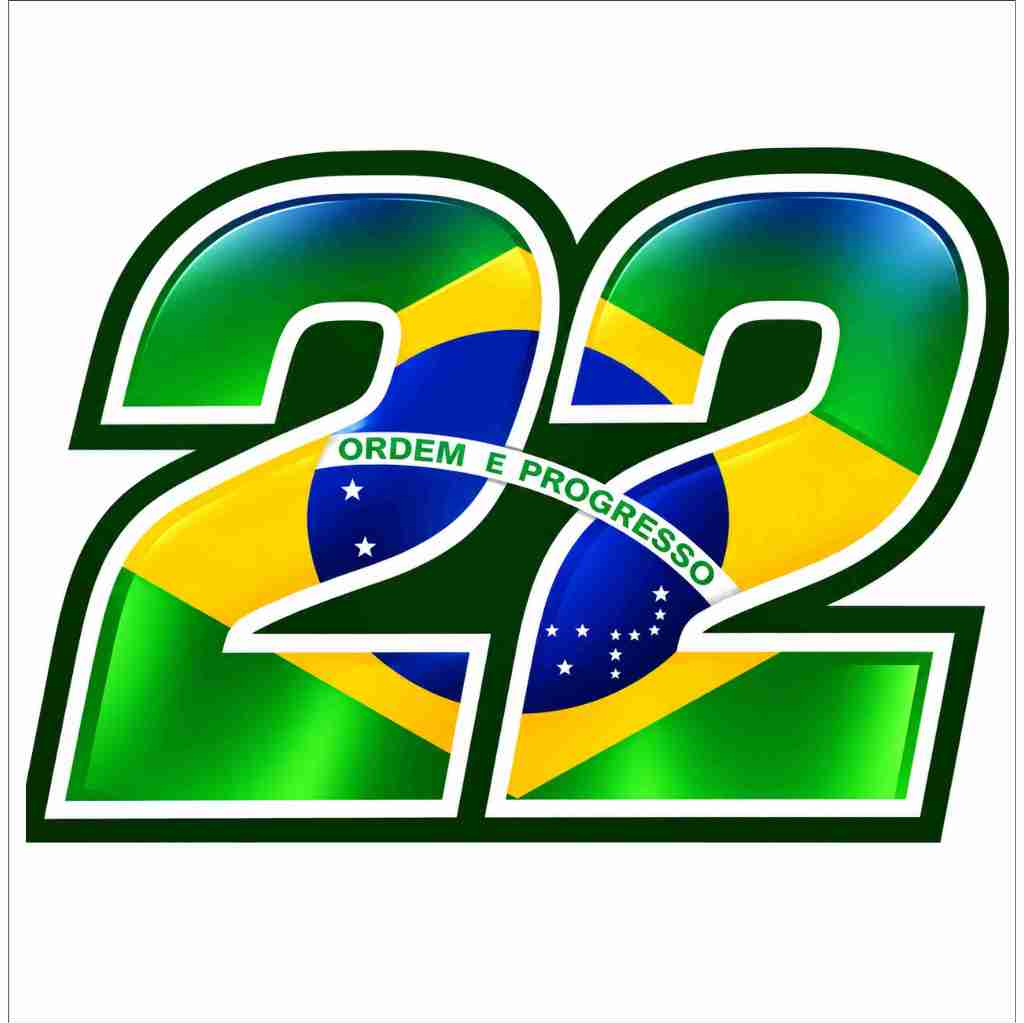 5 Adesivo NUmero 22 Bandeira do Brasil Patriota 15×8,5cm