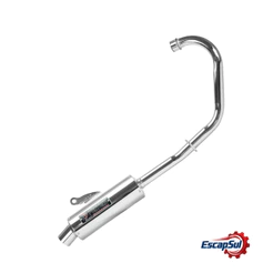 Escapamento Titan 150 2009/2013 Esd Mini Turbo Cromado Curva Cromada
