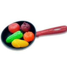 Brinquedo de cozinhar Mini Frigideira com legumes