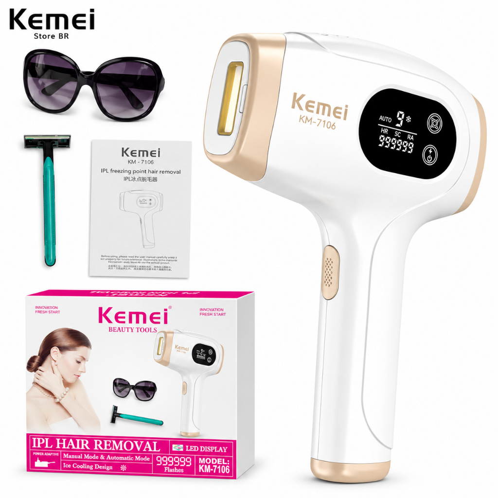 Máquina Depiladora A Laser Profissional Kemei KM -7106 Bivolt