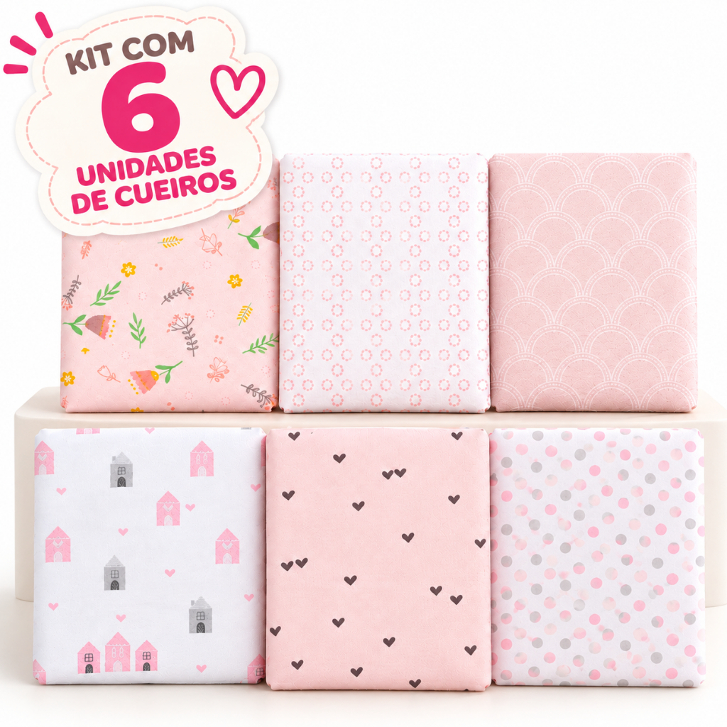 KIT C/6 UN DE CUEIROS FLANELADO MANTA CHARUTINHO ESTAMPADO - ACABAMENTO OVERLOCK - BEBÊ PAPI COMPOSE