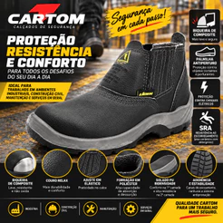Botina De Segurança Bico de Composite + Palmilha Antiperfuro Cartom CA39931 Couro Para Eletricista