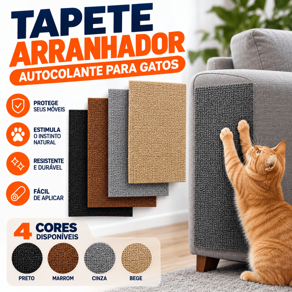 Tapete Arranhador Para Gatos Autocolante Protetor de Sofá Resistente e Fácil de Aplicar