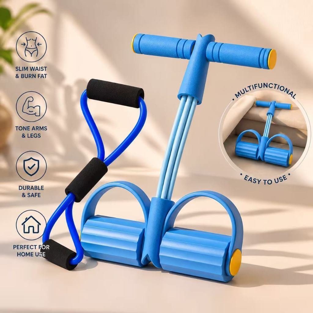 KIT Elástico Extensor Para Exercícios Em 8 + Aparelho Fitness Para Abdominal Ginastica