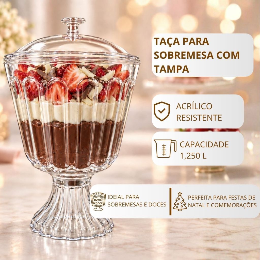 Taça Confeiteiro com tampa Acrilica Cristal 1,250L LSC TOYS// (CHOCO) OFF · foto 2