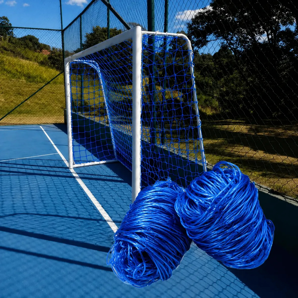 Par De Rede Futsal Tradicional Nylon Azul