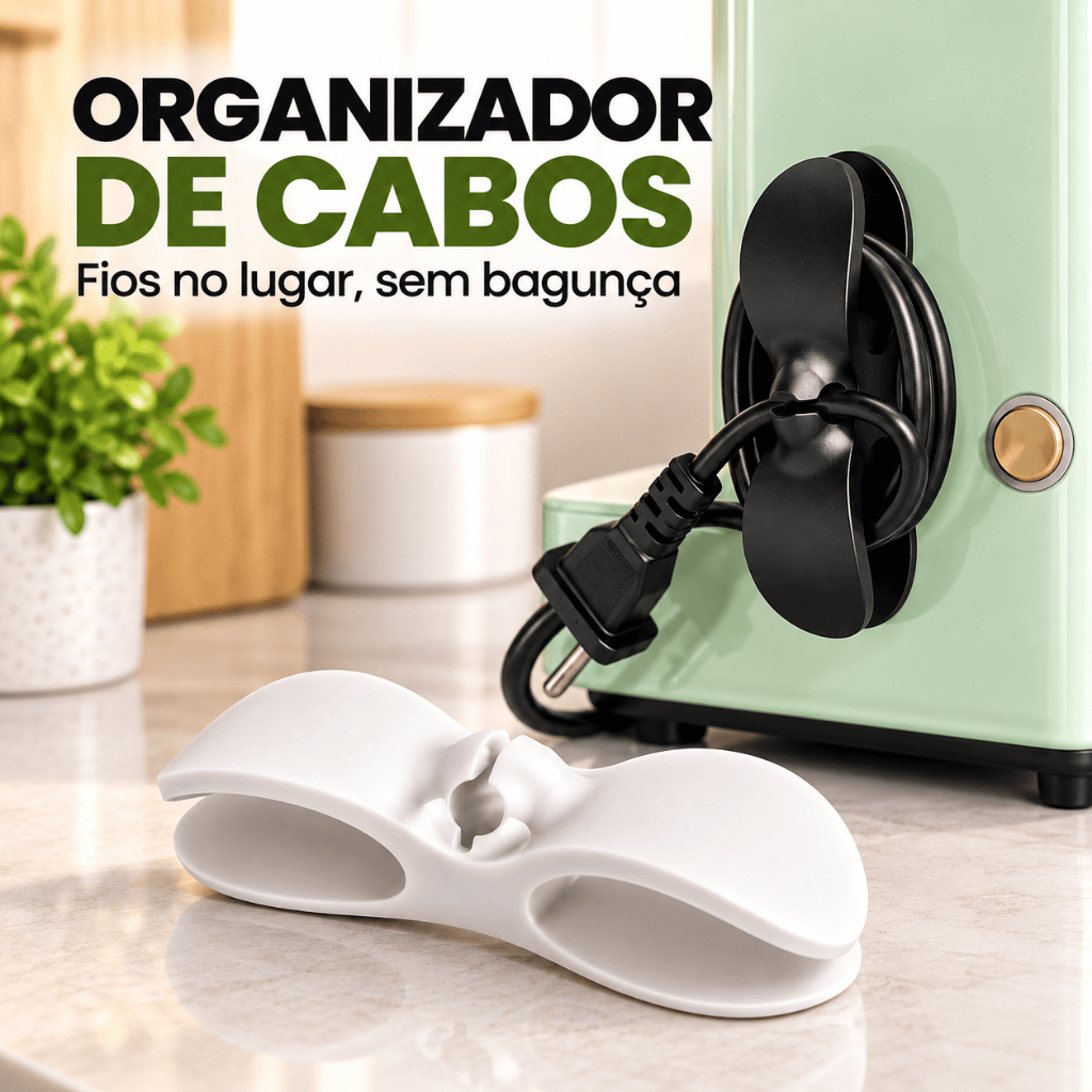 Organizador Enrolador de Fios  e Cabos Eletrodomestico Silicone Adesivo