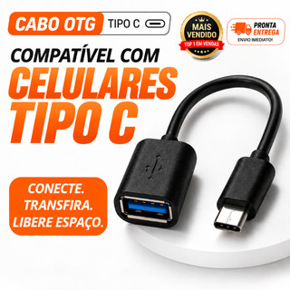 Cabo Adaptador OTG Tipo C USB 3.0 Para Celular Tablet Pendrive Teclado Mouse Transferência  de Dados