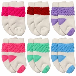 Kit 06 Pares de Meias Bebê (Menino Menina) Recém Nascido Infantil Baby (0-12 Meses) Enxoval Maternidade Rn