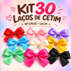 Kit 30 Laços Lacinhos de Cetim com Fitilho Nº5 5cm para Doces, Lembrancinhas, Embalagens e Festas