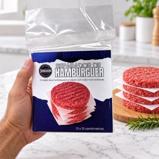 SEPARADOR DE HAMBURGUER PLASTICO BOPP 13X13CM PACOTE COM 100 UNIDADES ATELINI