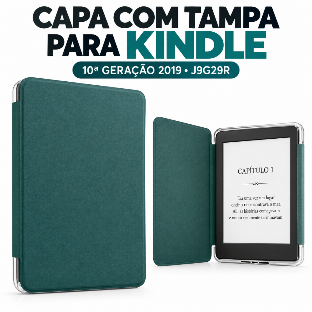 Capa Case com Tampa para Kindle 10ª Geração 2019 J9G29R Traseira Transparente 6 Polegadas