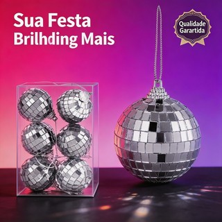 Kit 6 Globos Espelhados 5cm, Enfeites para Decoração de Bolo Aniversário KL-2017