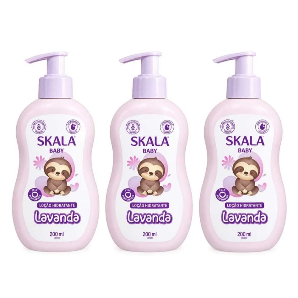 Kit Leve 3 Pague 2 Loção Hidratante Bebê Skalinha Lavanda 200ml
