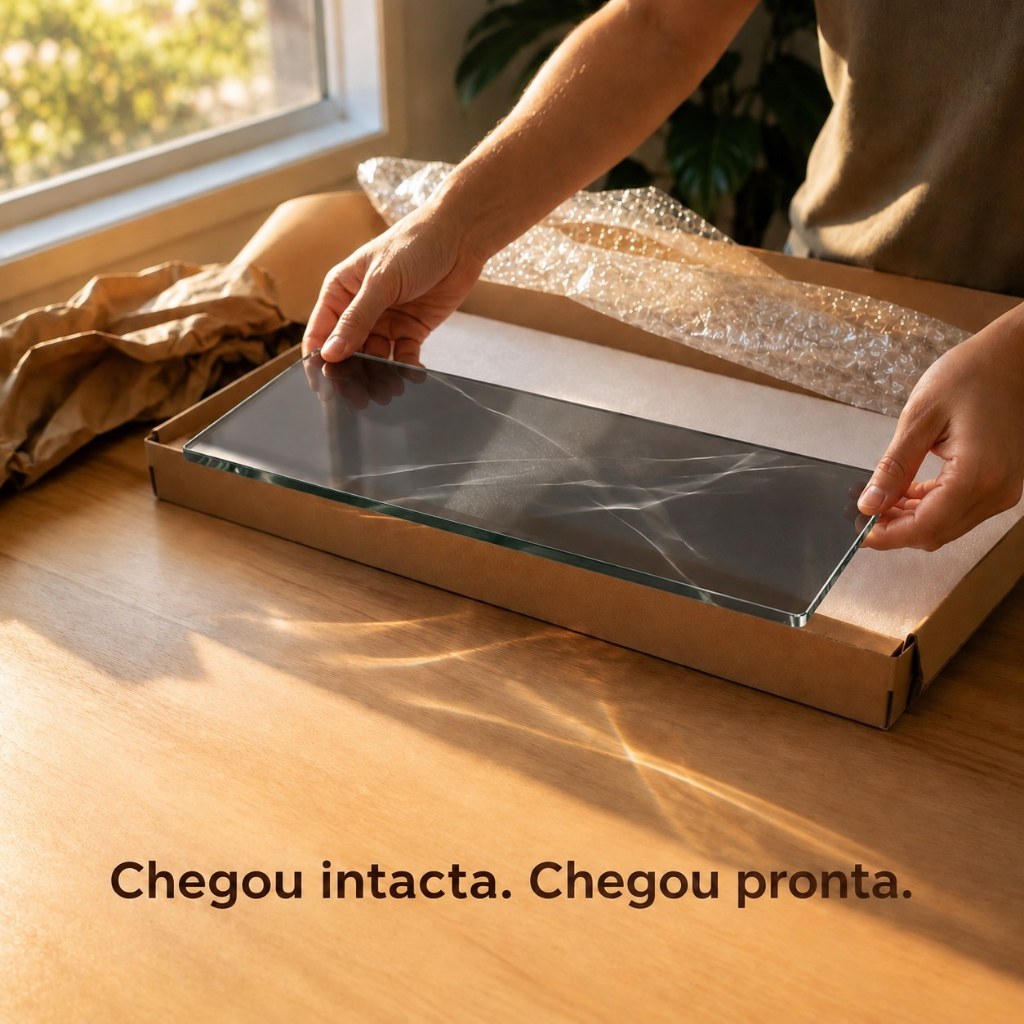 PRATELEIRA VIDRO 40CM X 15CM X 6MM FUME SEM SUPORTES — imagem 2 de 2