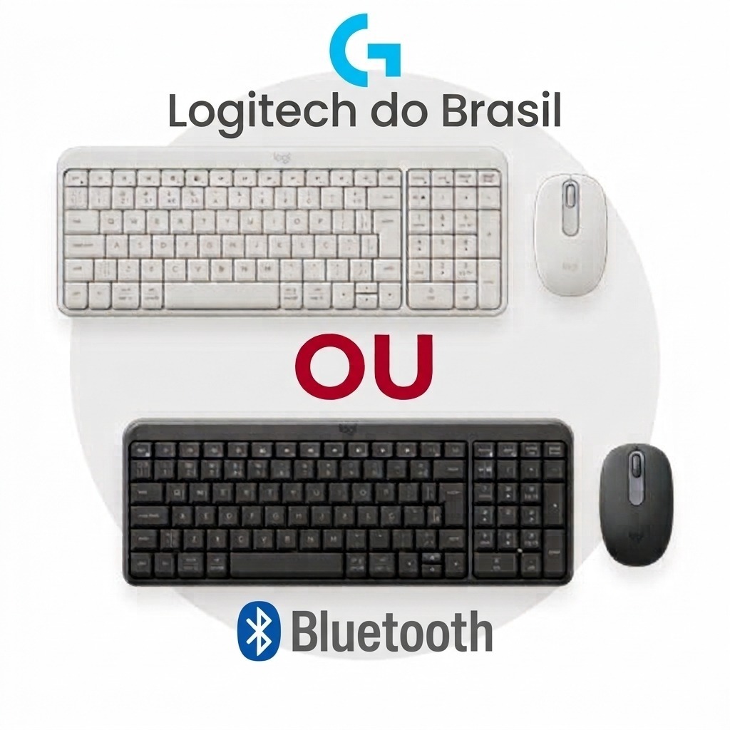 TECLADO E MOUSE LOGITECH MK250 SEM FIO COMPACTO CONEXÃO BLUETOOTH LAYOUT ABNT2 Ç PRETO OU BRANCO