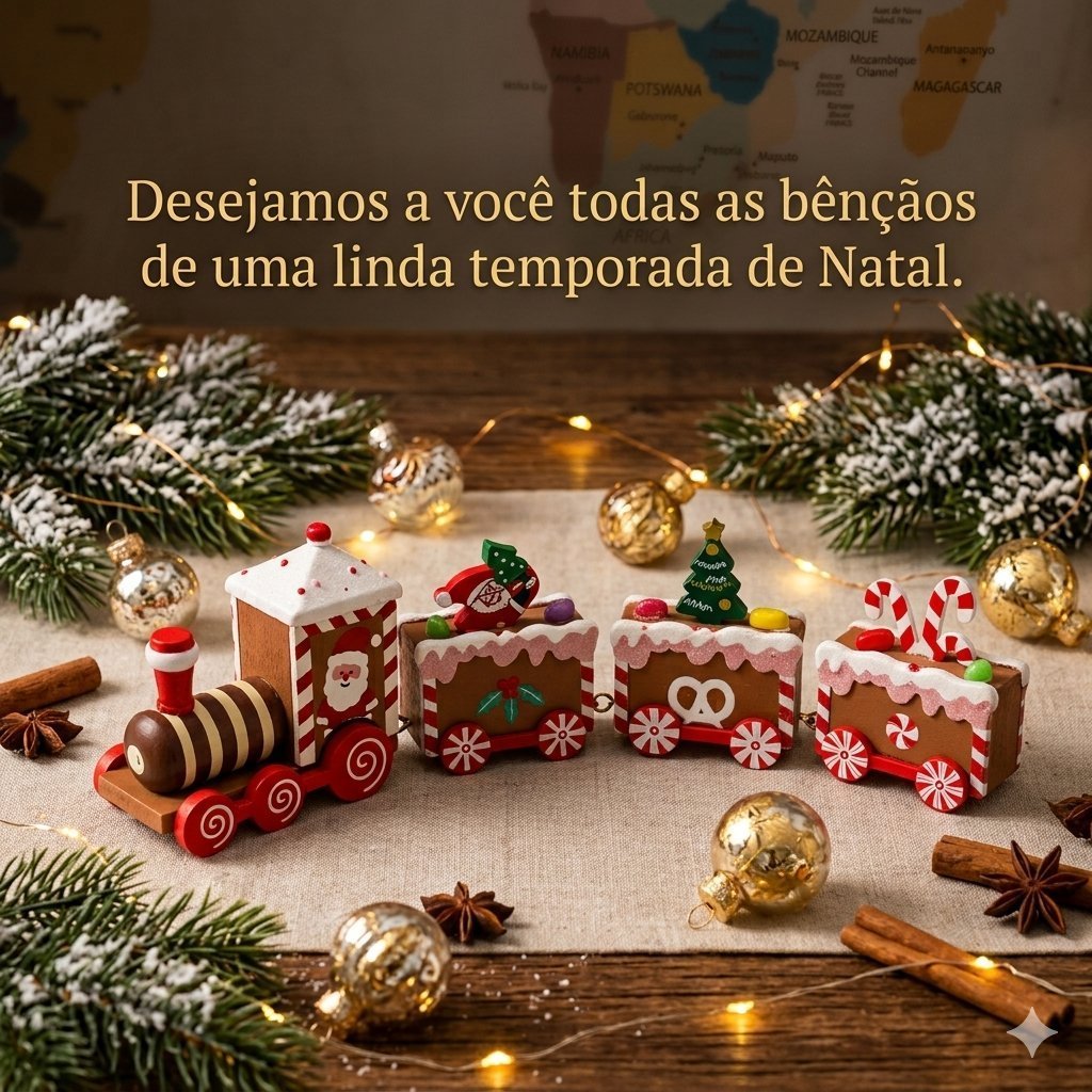 ~Ornamento de Natal Trem de Natal Decorativo, com 4 vagões, Enfeite - Natal -   Papai Noel - Brinquedo - Presente~