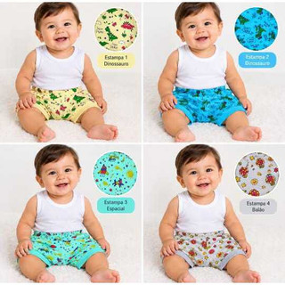 KIT 4 short  / tapa fralda   / para  bebê  100%algodão menino e menina