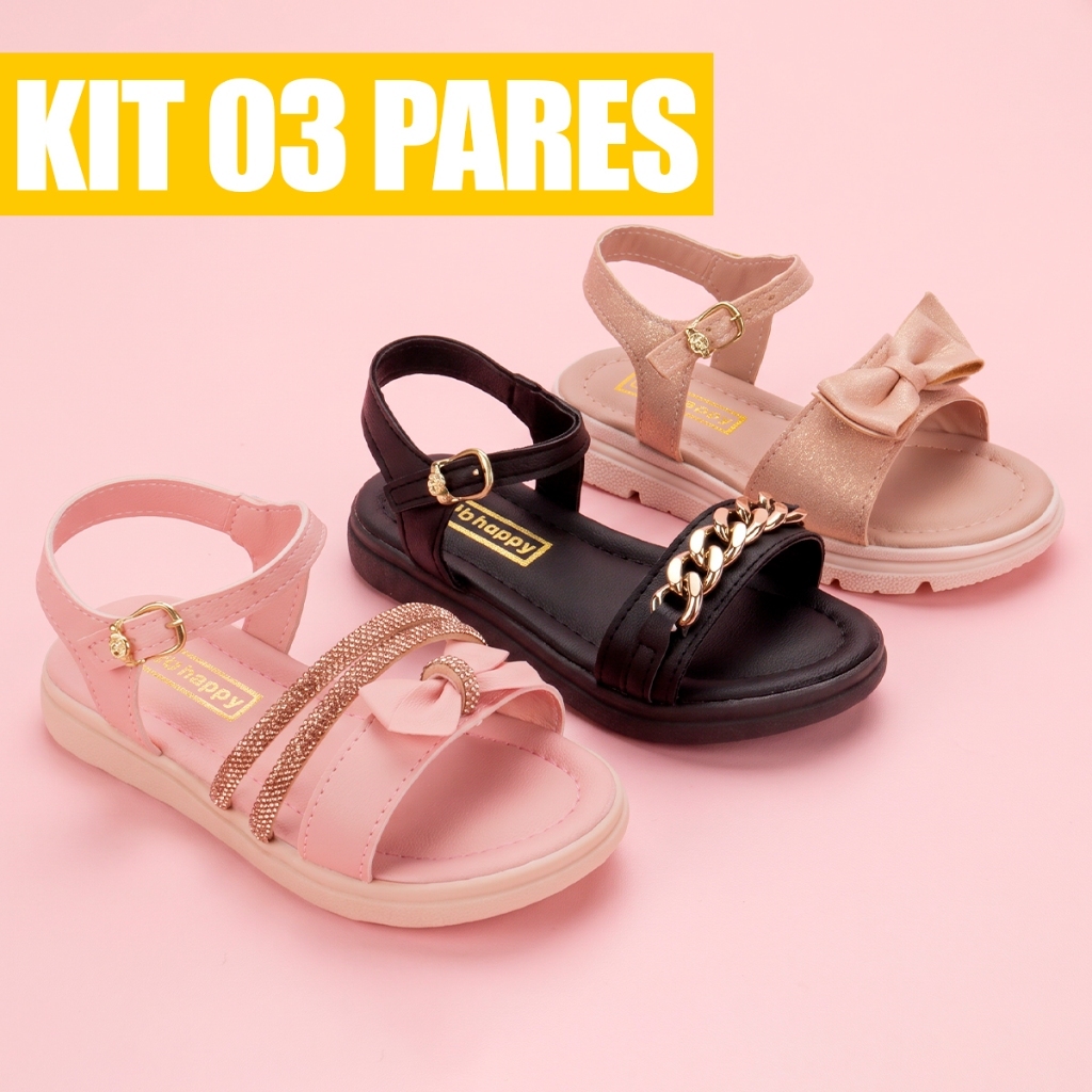 Kit 3 Sandalia Infantil Menina Sandalia infantil Feminina