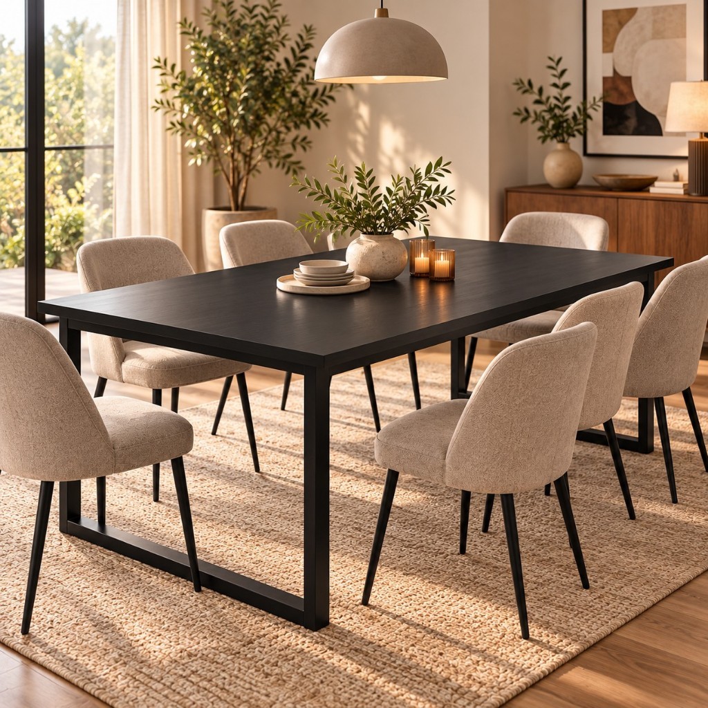 TOP VENDAS Mesa Industrial 8 Lugares 150cm Madeira e Metalon Sala de Jantar — imagem 2 de 2
