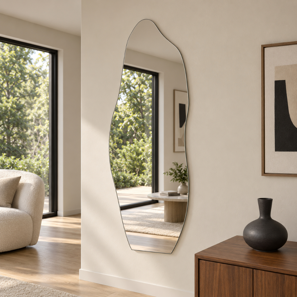 Espelho Orgânico Corpo Inteiro Grande Deitado e Em Pé Decorativo FORM Lapidado Luxo Parede Quarto Banheiro Sala