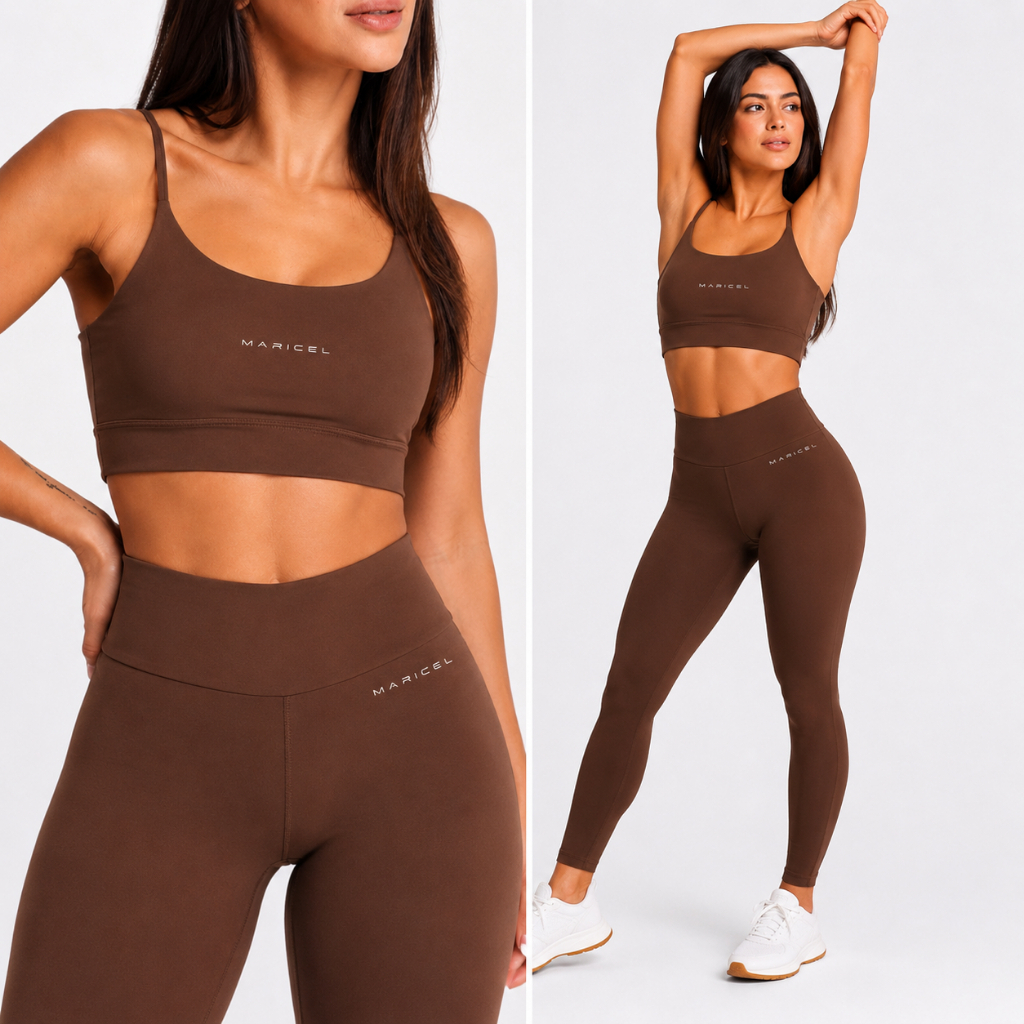 Conjunto Fitness Feminino Maricel Top Legging Cós Alto Poliamida Elastano Zero Transparência Roupa Academia Treino