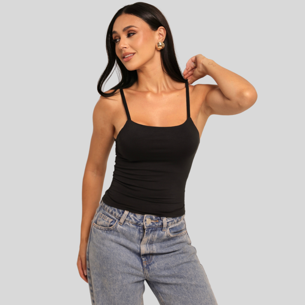 Cropped Feminino Blusinha Regata Suplex Forro Duplo Alcinha Fina Básico