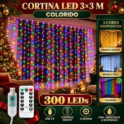 Pisca Cortina 300 Leds 3x3m USB IP44 8 Modos Iluminação Luzes Fada Decoração De Natal Festa LuvinCo