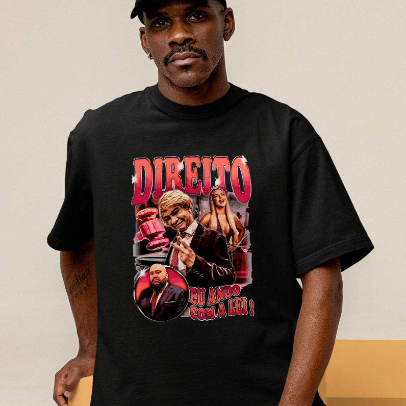 Camiseta Oversized Direito Streetwear Estampada Moda Urbana Casual Confortável Estilo Moderno Jovem Tendência Unissex