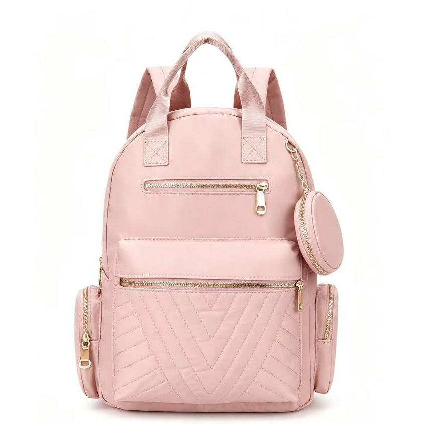 Mochila Feminina Resistente à Água, com Bolsinha Porta-Moedas, Zíper Antirroubo nas Costas, Grande Capacidade para Uso D
