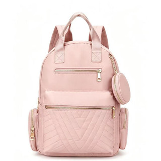Mochila Feminina Resistente à Água, com Bolsinha Porta-Moedas, Zíper Antirroubo nas Costas, Grande Capacidade para Uso D