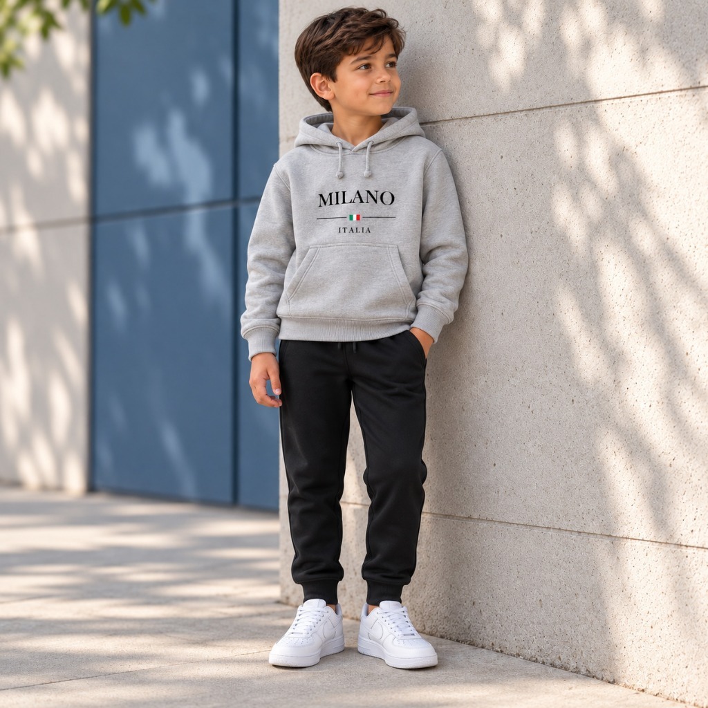 Conjunto Moletom Infantil Itália Blusa Canguru com Capuz e Calça Agasalho Casual de Inverno Várias Cores Menino e Menina