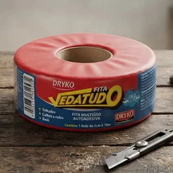 Drykofita Fita Manta Asfáltica Aluminizada Multiuso 5cmx10m Vedatudo Veda Calhas Rufos Toldos