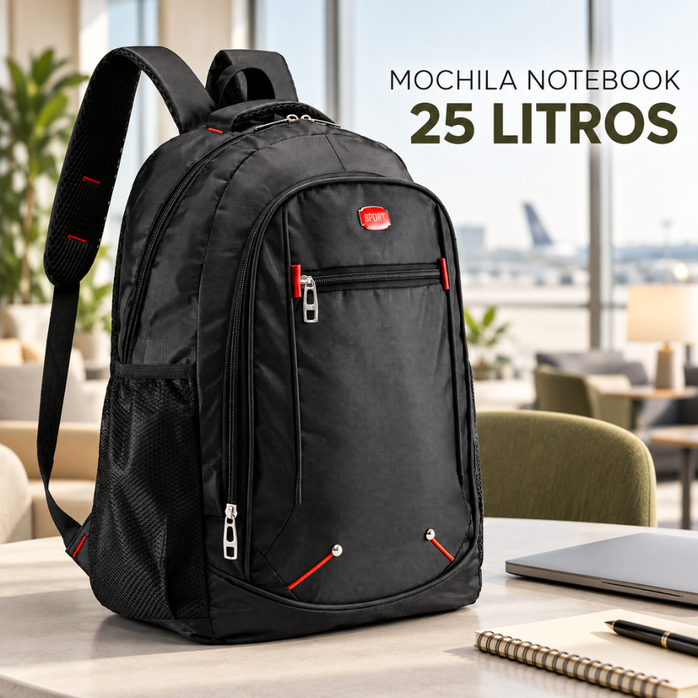 Mochila Casual Preta Para Notebook Trabalho Faculdade Viagens