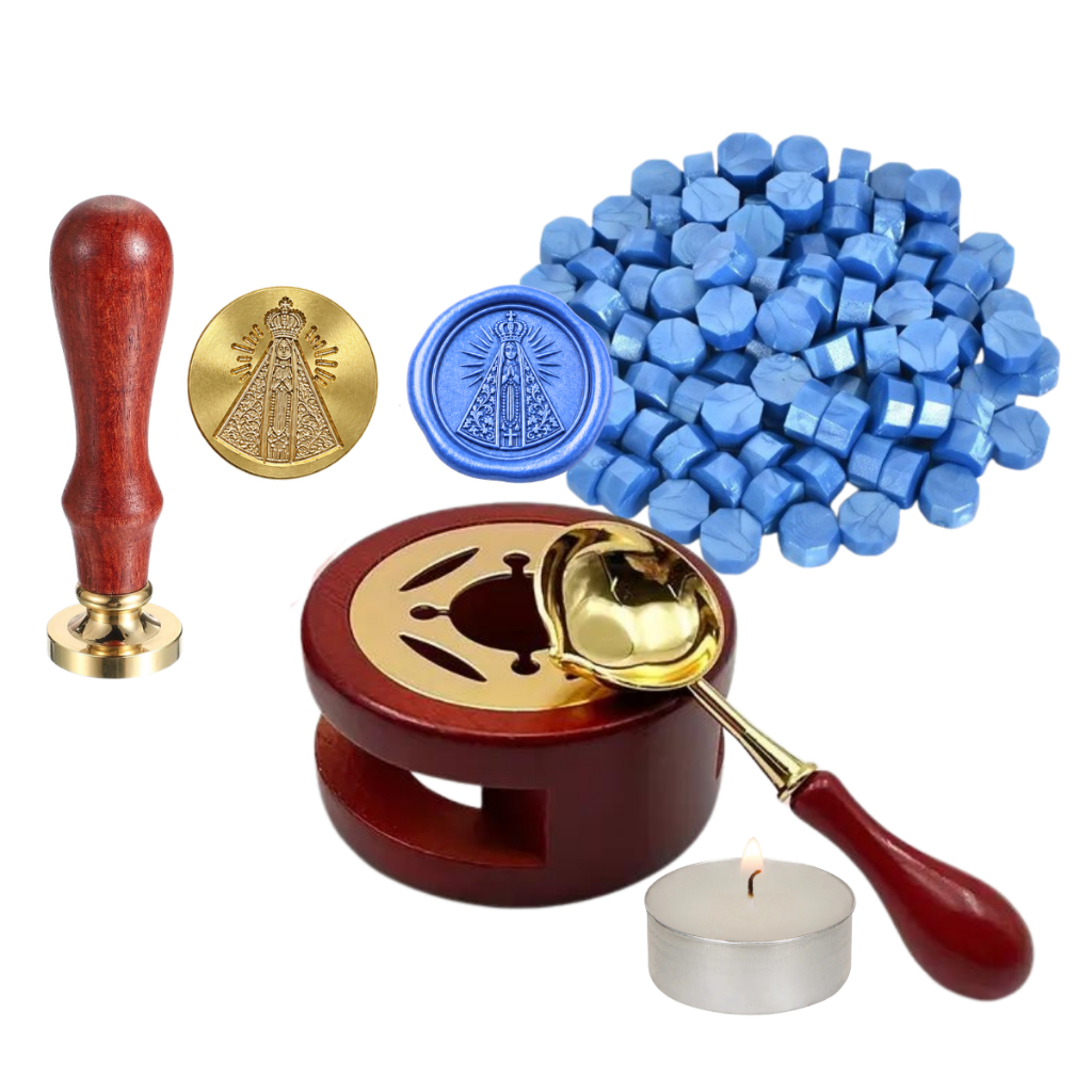 Kit para selo de cera completo (carimbo,100 ceras e forninho)