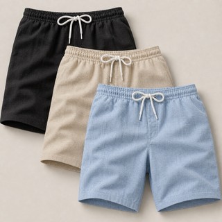 Kit 3 Short Linho Masculino Bermuda Mauricinho Casual Confortável Bolsos Verão Leve Praia Premium Tendência Lançamento