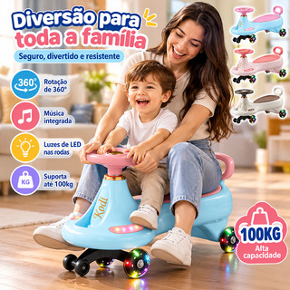 Carrinho Rolimã Super Car Passeio Infantil Com Led Suporta 100kg Que Gira 360° Menino Menina Andador Cores P23
