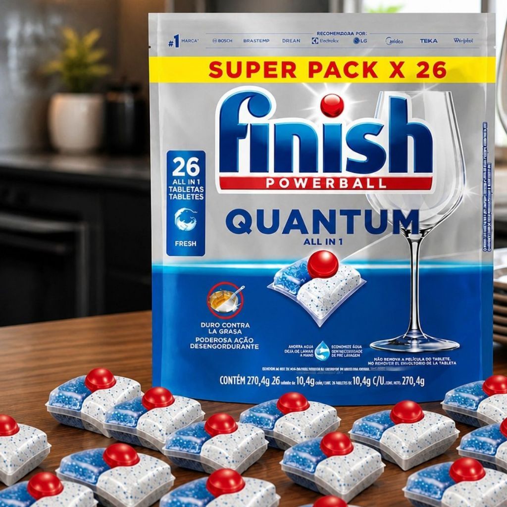Detergente Lava Louças Finish - 26 tabletes - Powerball Quantum - Original