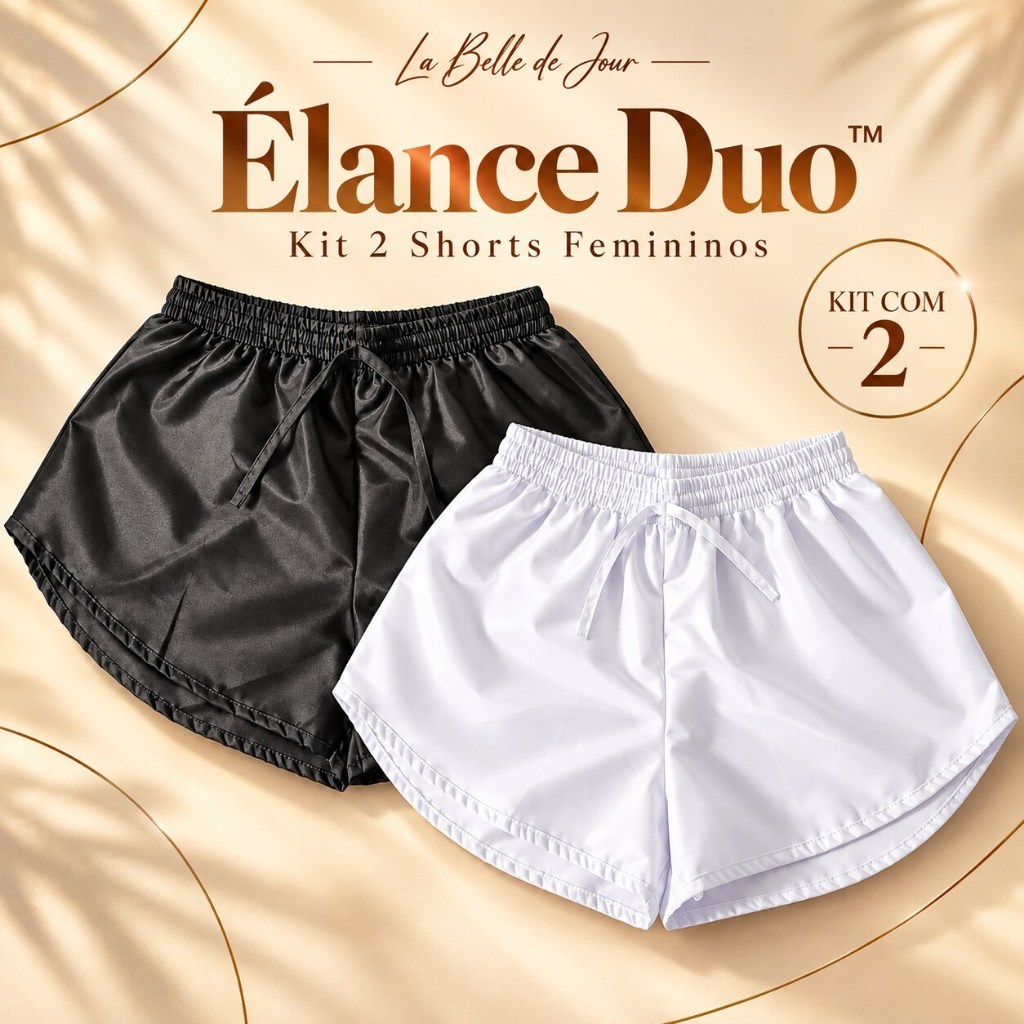 Kit 2 Shorts Modinha Feminino Tactel Preto e Branco Academia Corrida Shortinho Casual Treino Caminhada Do P ao G4