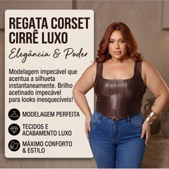 Regata Feminina Plus Size em Cirre Luxo Top Corselete Corset Corpete Com Bojo