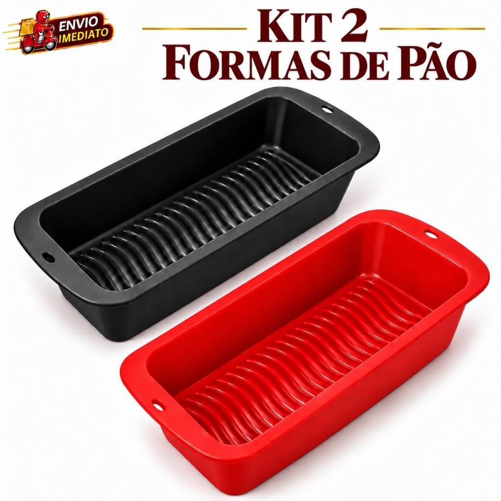 Kit Forma Para Assar Pão Bolo Sobremesa Caseiros De Silicone Retangular Antiaderente Multiuso Universal Air Fryer Forno
