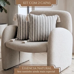 Kit 2 Capas de Almofada Indiana 42x42cm Algodão Zíper Invisível Toque Confortável para Sofá Sala Moderna
