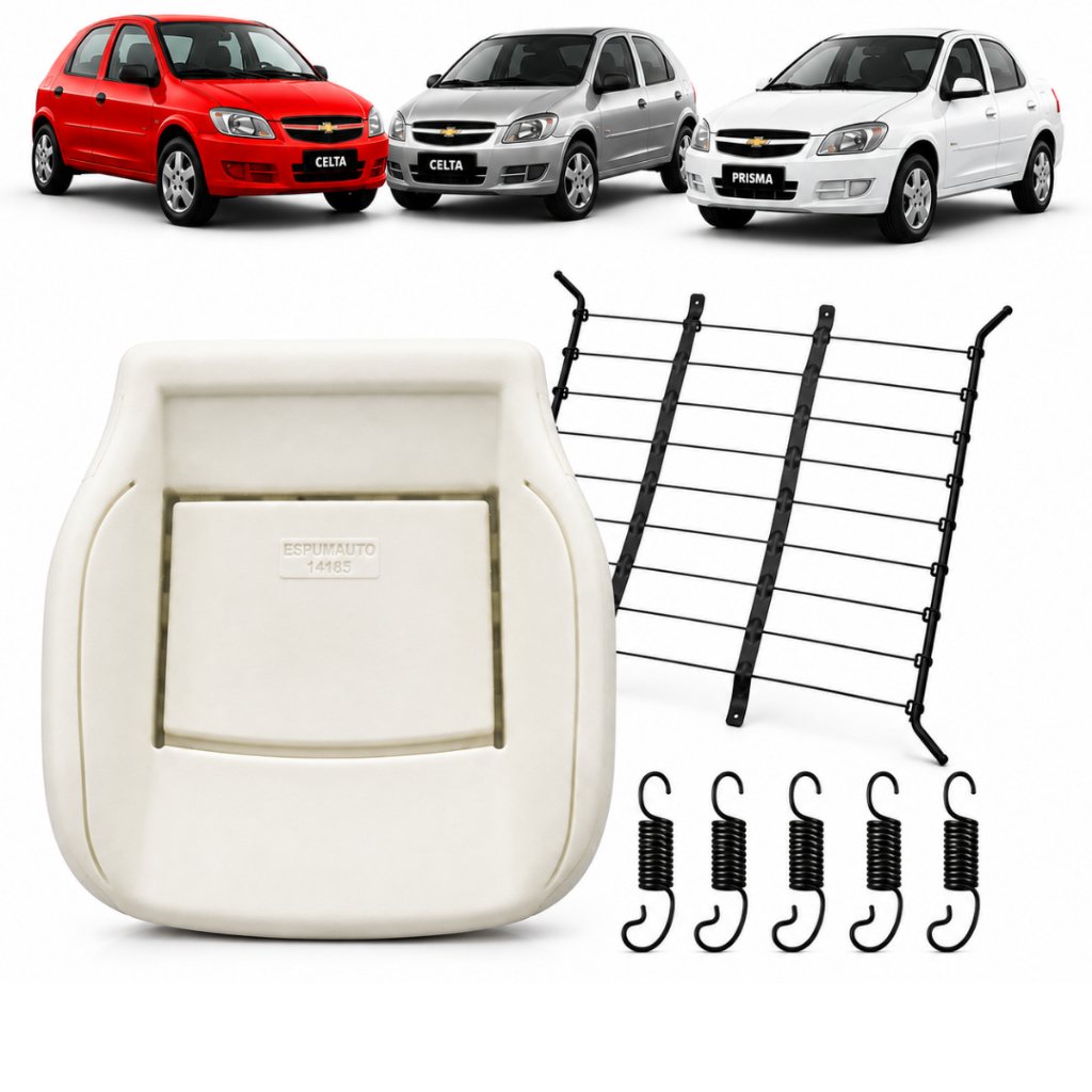 Kit Espuma Injetada Assento Banco Celta Prisma 14185 Com 1 Tela e 5 Molas