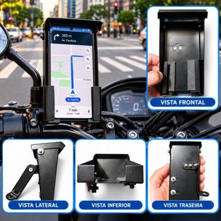 Suporte Celular Moto GPS Motoboy Aço Reforçado Antifurto Flexivel Antifurto pintura eletrodtatica