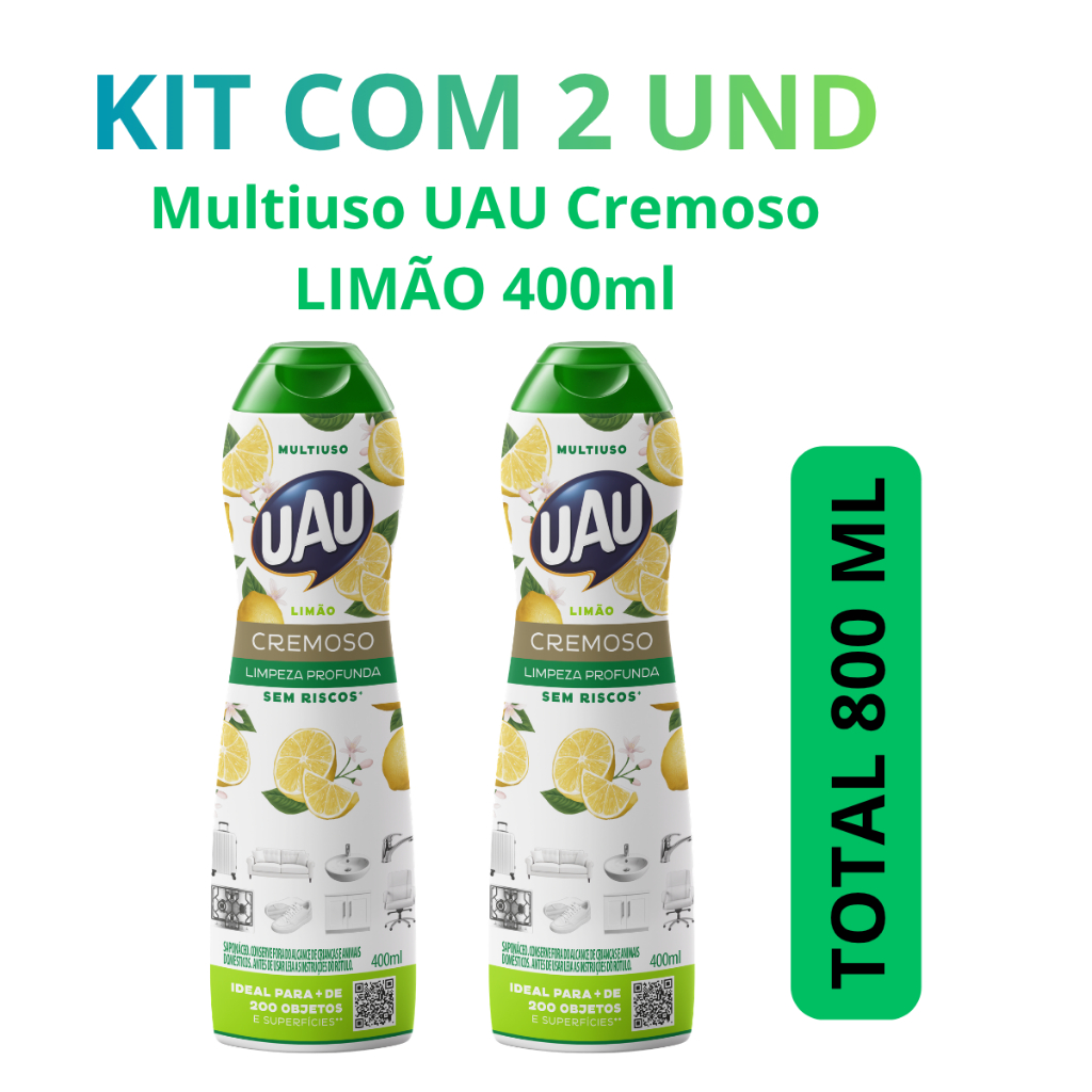 Imagem Kit UAU com 2un Multiuso UAU Cremoso LIMÃO 400ml