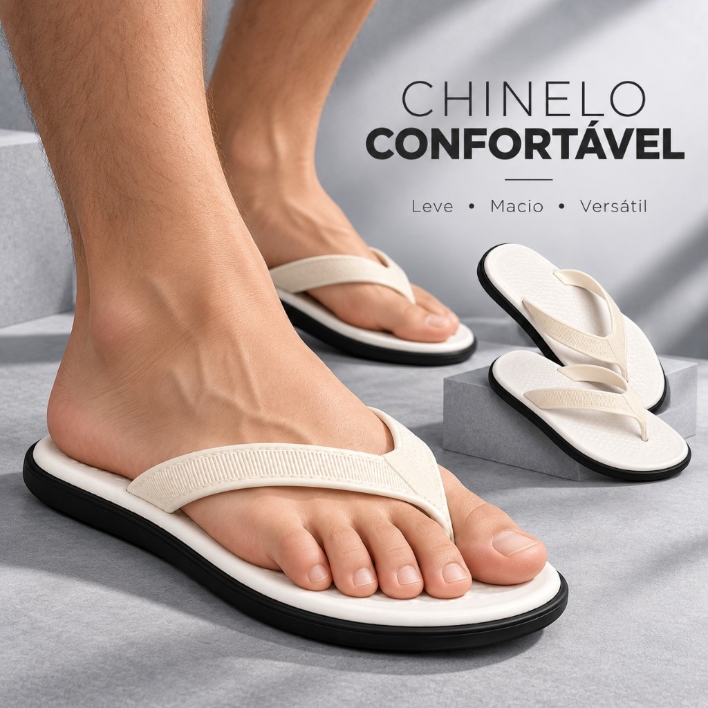Chinelo Masculino Adulto Borracha Antiderrapante Sandália Leve Confortavel Resistente Premium Ortopédico