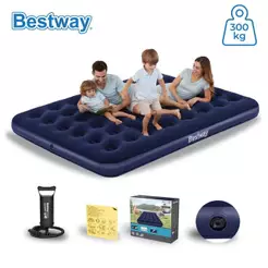 Colchão Inflável Suporta 300kg Casal Camping Praia + Bomba de Ar Manual Bestway