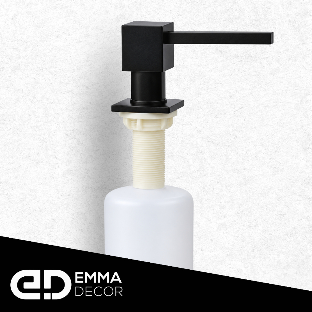 Dispenser Quadrado Detergente/Dosador Inox Preto Porta Sabonete Liquido Embutir Cozinha/Banheiro - Demima